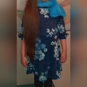 Sequin hearts-Kids dress with neck wrap